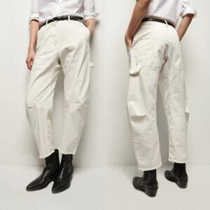 Nili Lotan $395 Carpenter Shon Pant in Eggshell Size 32" Cotton Summer Spring